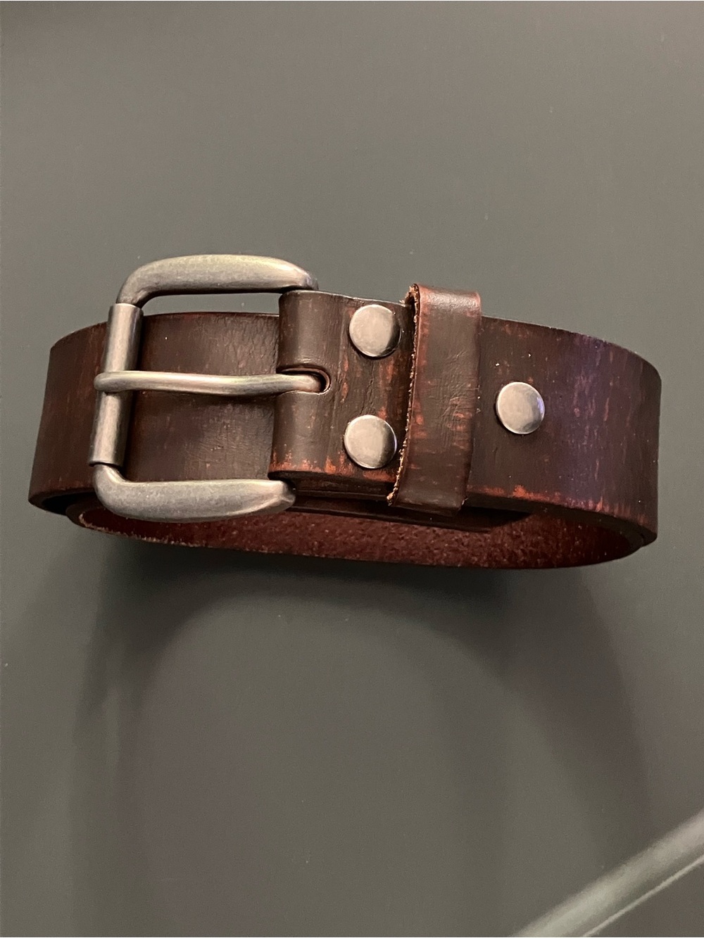 Bed Stu Dark Brown Leather Belt with Silver Buckle